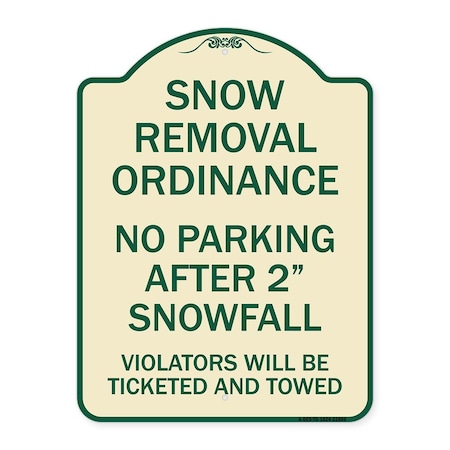 Signmission Snow Removal Ordinance No Parking After 2 Snowfall Heavy-Gauge Alum Sign, 24" x 18", TG-1824-22886 A-DES-TG-1824-22886